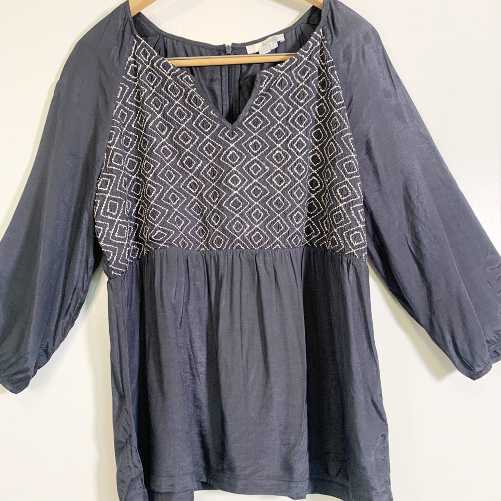 Boden Navy and White Blouse